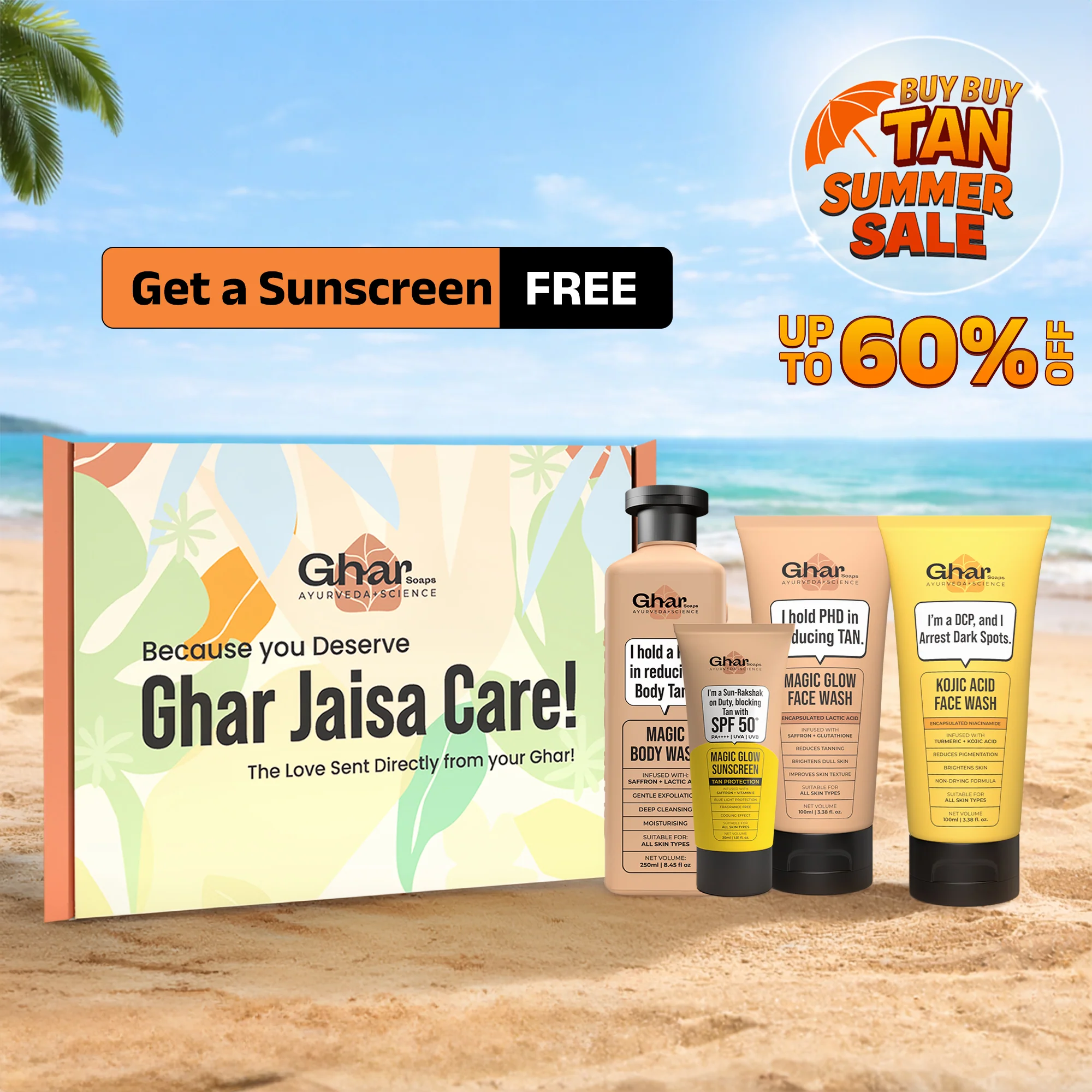 Free Sunscreen 30ml + Magic Body Wash + Magic Facewash + Kojic Facewash