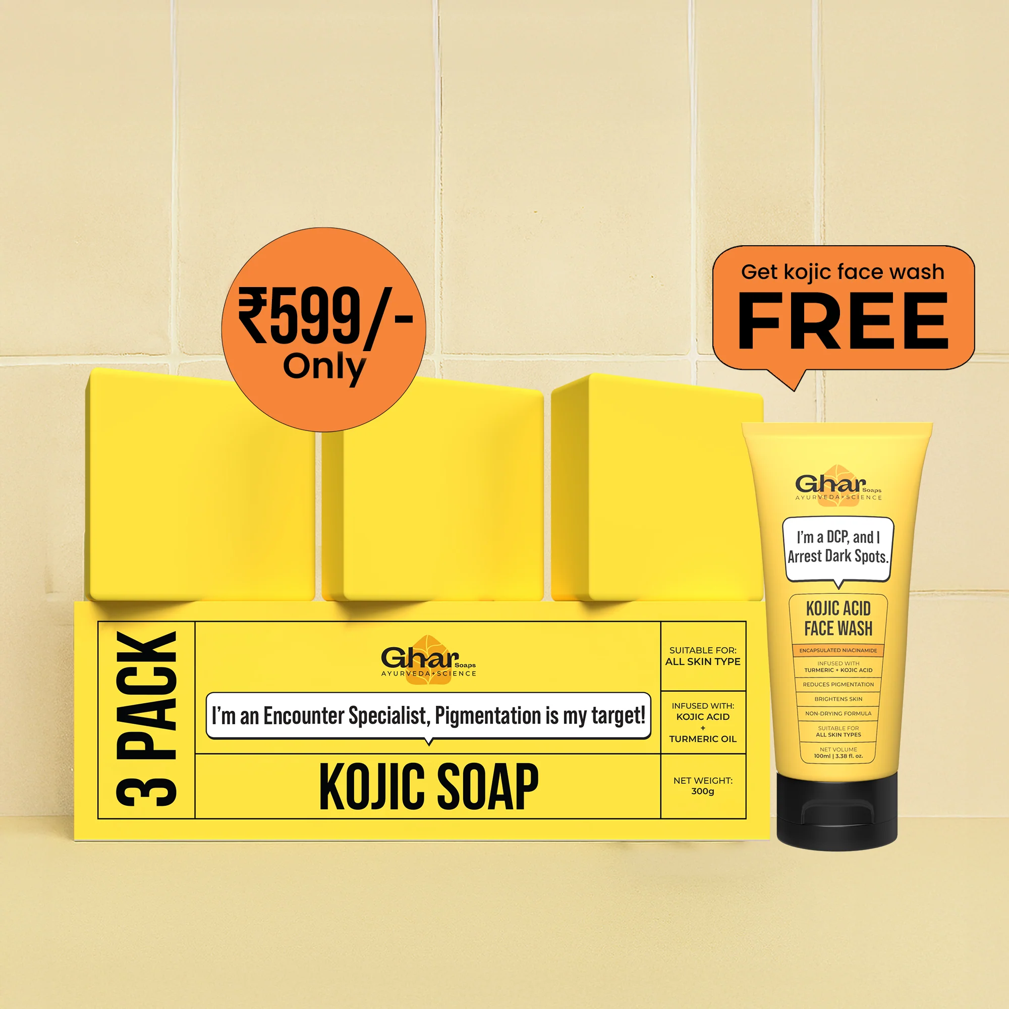 Kojic Face Wash + Kojic soap + Magic Cream + Sunscreen