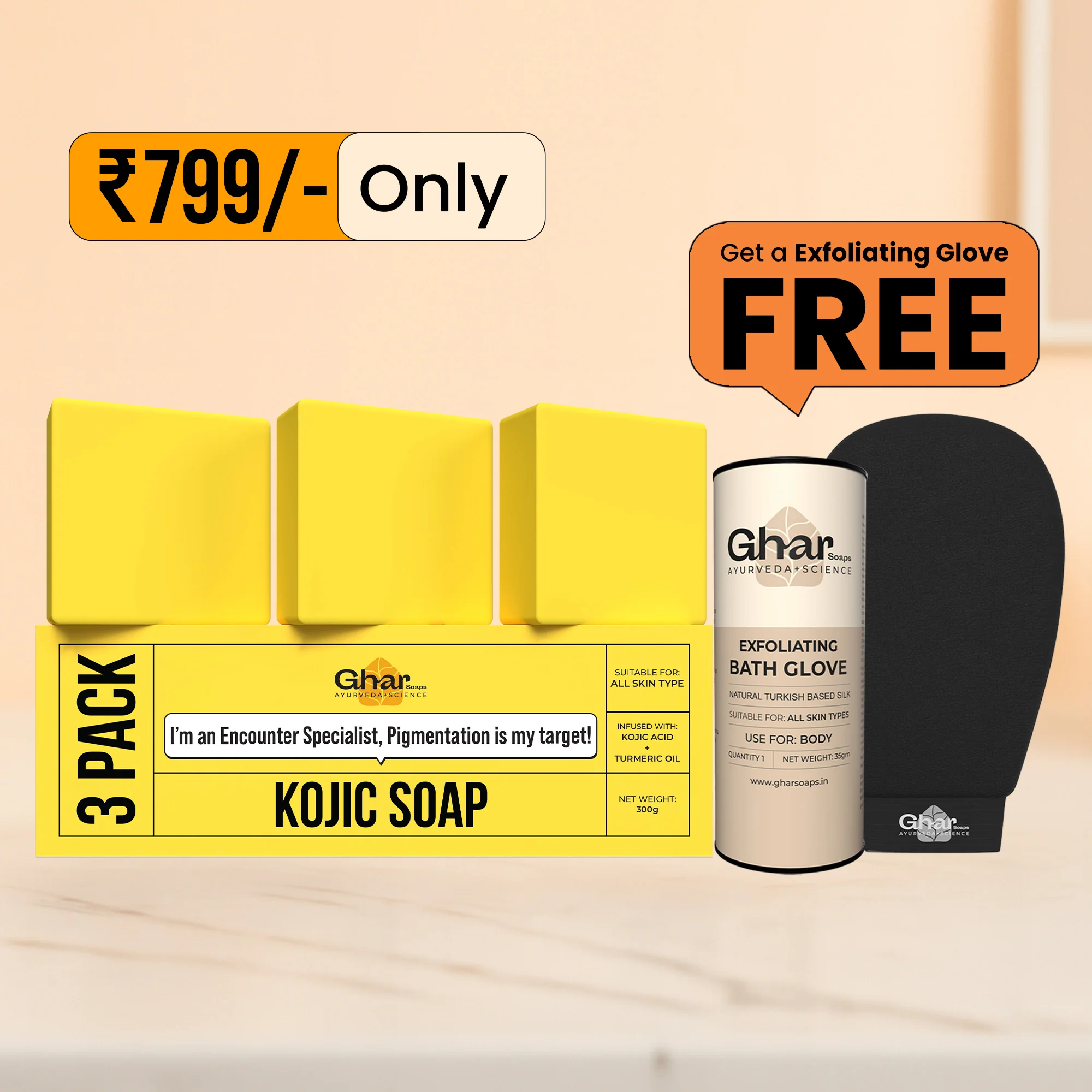 Kojic Soap + Exfoliating Body Glove Combo - Image 3