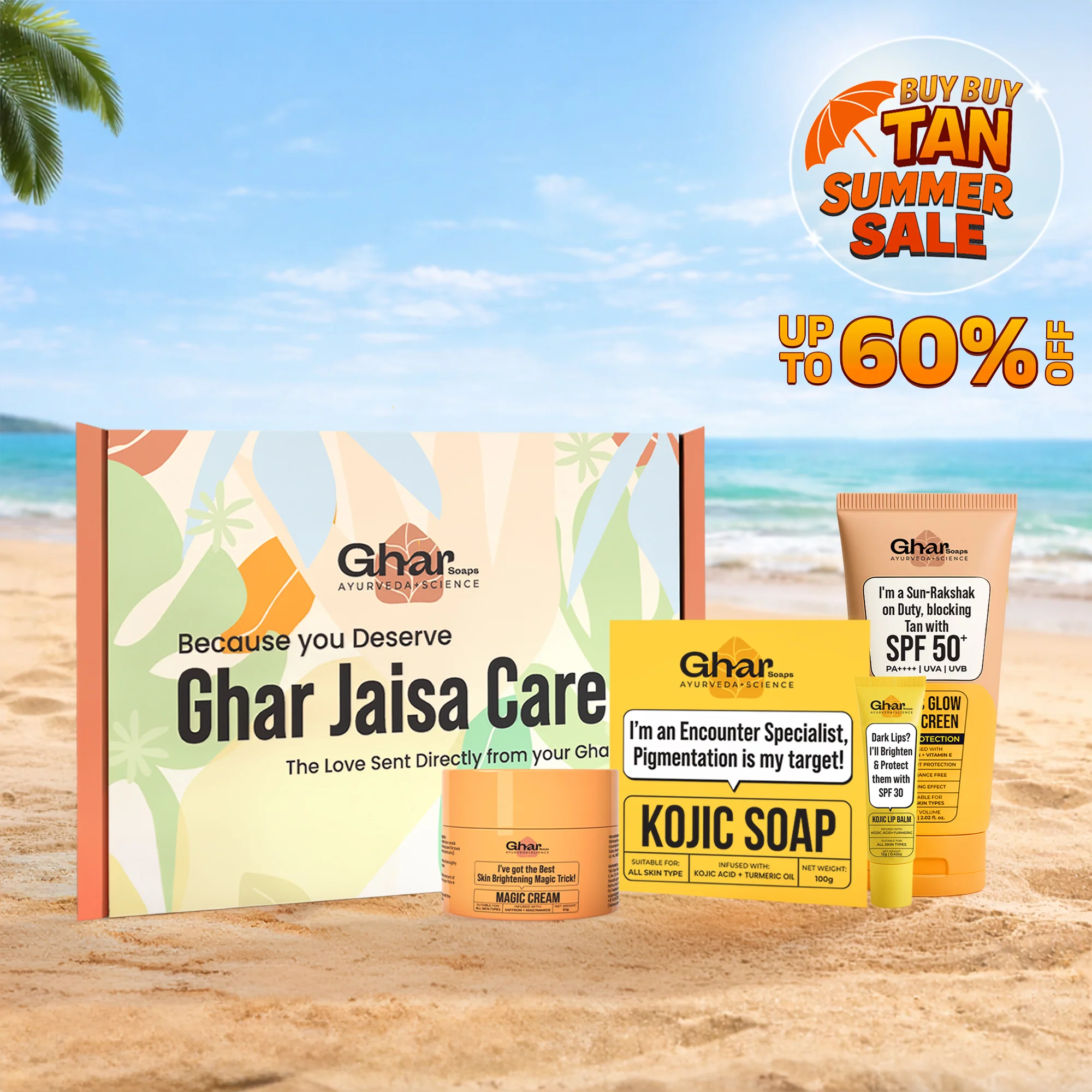 Magic Cream + Kojic Soap + Sunscreen + Lipbalm