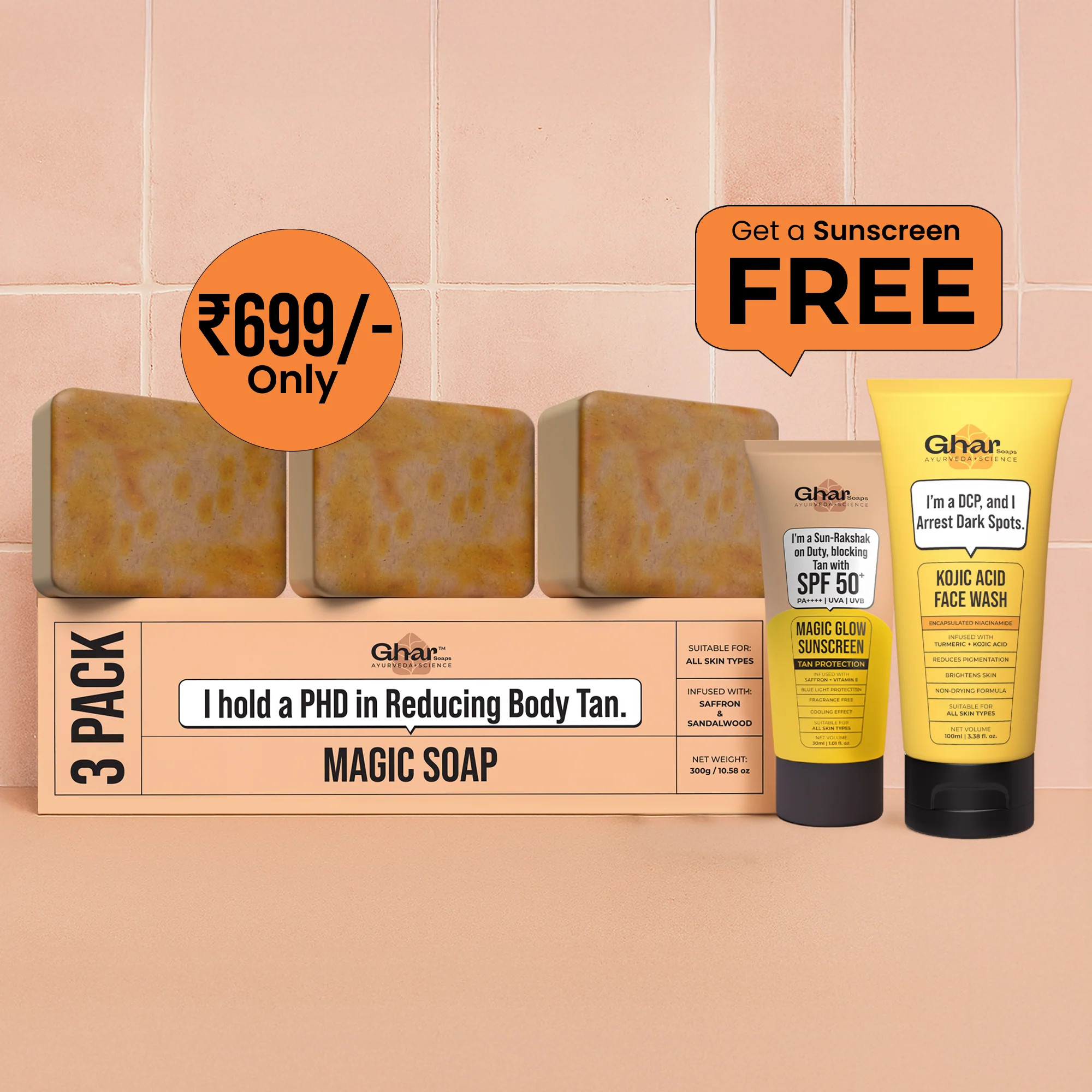 Magic Soap + Kojic Face Wash + Magic Cream + Free Sunscreen - Image 4